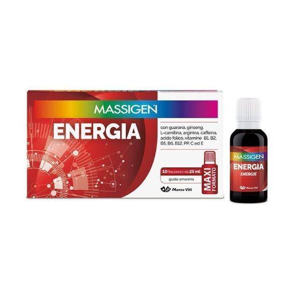 Massigen Energia Integratore Alimentare Tonico Ed Energetico 10 Flaconcini da 25 Ml Gusto Amarena | Acquista Online su Farmaclick