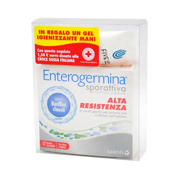 Enterogermina Sporattiva Integratore Alimentare di Bacillus Clausii 12 Bustine Orosolubili + Gel Mani Igienizzante in Omaggio | Acquista Online su Farmaclick
