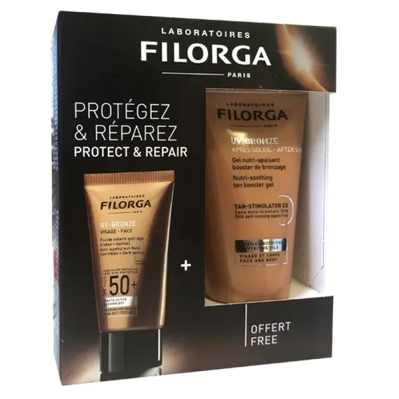 Filorga Protect & Repair Uv Bronze Viso Corpo Spf 50 40 Ml + Gel Nutri Lenitivo Prolungatore Abbronzatura 50 Ml | Acquista Online su Farmaclick