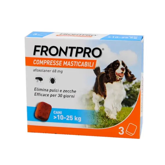 Frontpro Cani 10 - 25 Kg Pulci e Zecche 3 Compresse Masticabili | Acquista Online su Farmaclick