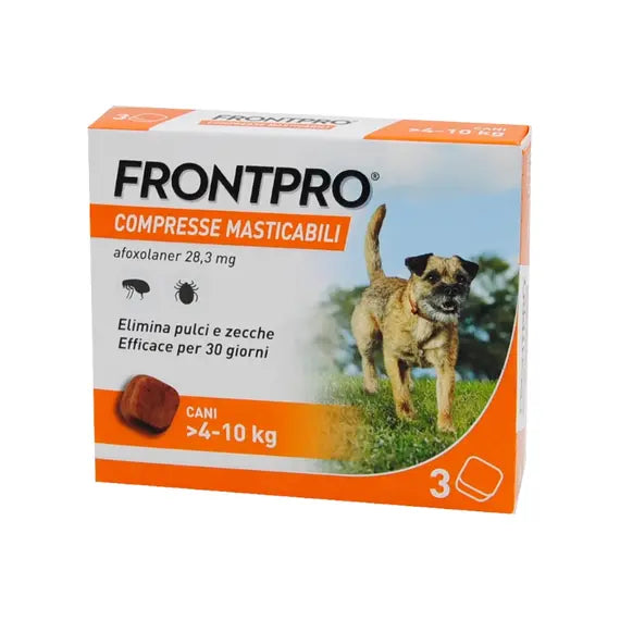 Frontpro Cani 4 - 10 Kg Pulci e Zecche 3 Compresse Masticabili | Acquista Online su Farmaclick