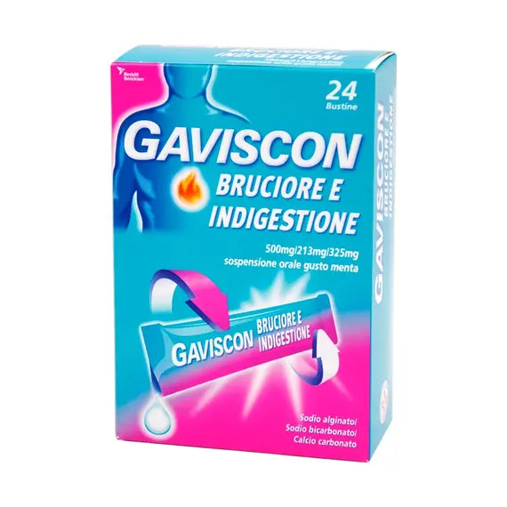 Gaviscon Bruciore e Indigestione 24 Bustine Gusto Menta | Acquista Online su Farmaclick