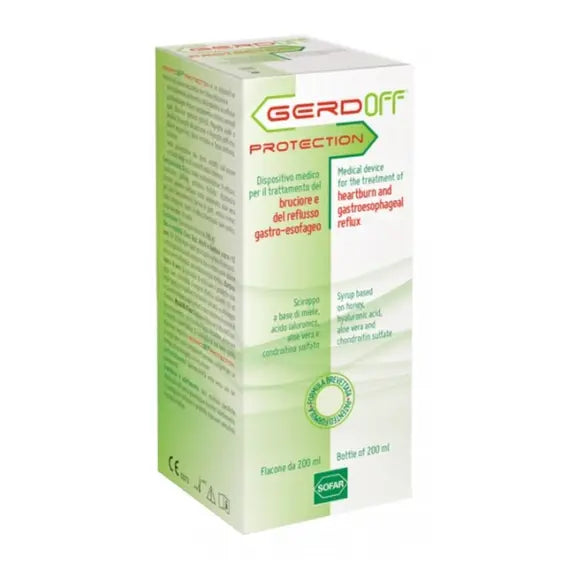 Gerdoff Protection Sciroppo per il Bruciore e Reflusso Gastro Esofageo a Base di Miele Acido Ialuronico Aloe Vera e Condroitina Solfato 200 Ml | Acquista Online su Farmaclick
