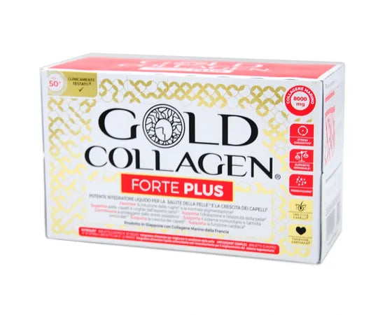 Gold Collagen Forte Plus Flüssiges Nahrungsergänzungsmittel für Haut, Nägel und Haare, 10 Fläschchen