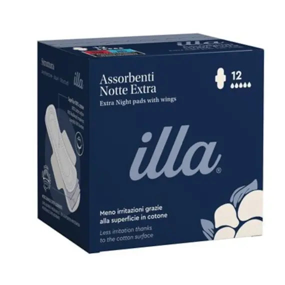 Illa Care Assorbenti Notte Extra con Ali Superficie in Cotone 12 Pezzi | Acquista Online su Farmaclick