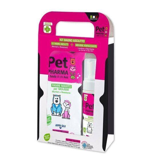Pet in Pharma Kit Bagno Asciutto per Animali 12 Panni Asciutti + Mousse Igienizzante 180ml | Acquista Online su Farmaclick