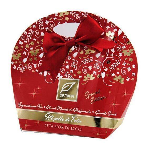 Dr Taffi Kit Pelle di Fata Seta Fior di Loto Rituale di Bellezza Bagnoschiuma 250 Ml + Olio di Mandorle Dolci Profumato 50 Ml + Guanto Scrub | Acquista Online su Farmaclick