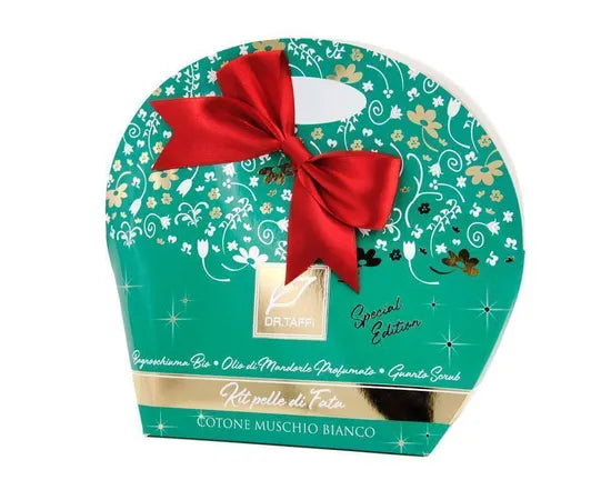 Dr Taffi Kit Pelle Di Fata Cotone Muschio Bianco Rituale Di Bellezza Bagnoschiuma 250 Ml + Olio Di Mandorle Dolci Profumato 50 Ml + Guanto Scrub