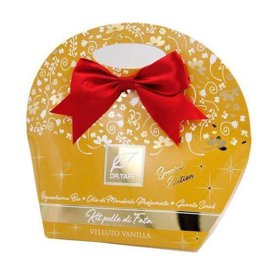 Dr Taffi Kit Pelle di Fata Velluto Vanilla Rituale di Bellezza Bagnoschiuma Bio 250 Ml + Olio di Mandorle 50 Ml + Guanto Scrub | Acquista Online su Farmaclick