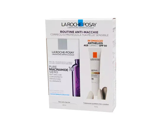 La Roche Posay Routine Anti-Macchie Pure Niacinamide 10 Siero 30 Ml + Anthelios Age Correct Spf 50 In Omaggio