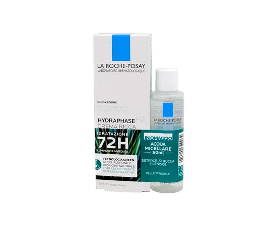 La Roche Posay Hydraphase HA Reichhaltige Intensiv Feuchtigkeitspflege 50 ml + Gratis Mizellenwasser Ultra für empfindliche Haut Reinigung und Make-up Entferner 50 ml