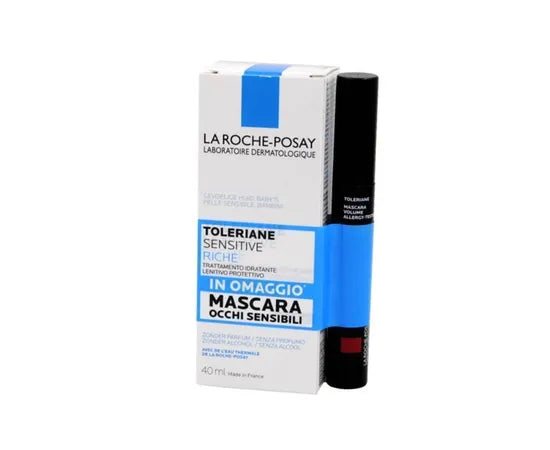 La Roche Posay Toleriane Sensitive Riche Trattamento Viso Idratante Lenitivo Protettivo 40Ml + In Omaggio Mascara Volume