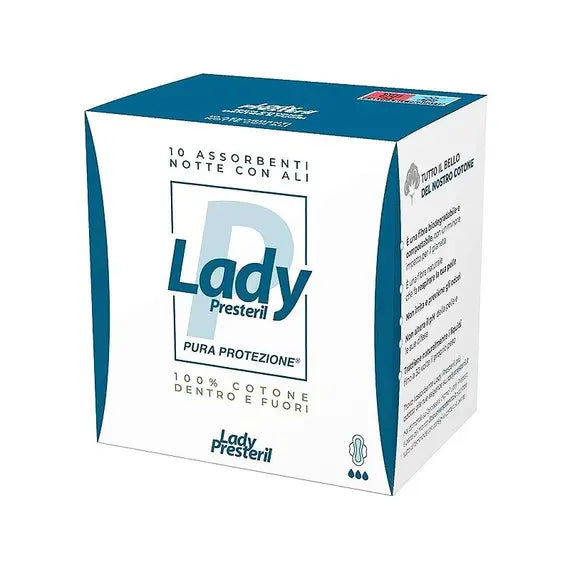 Lady Presteril 100% Cotone Pura Protezione 10 Assorbenti Notte con Ali | Acquista Online su Farmaclick