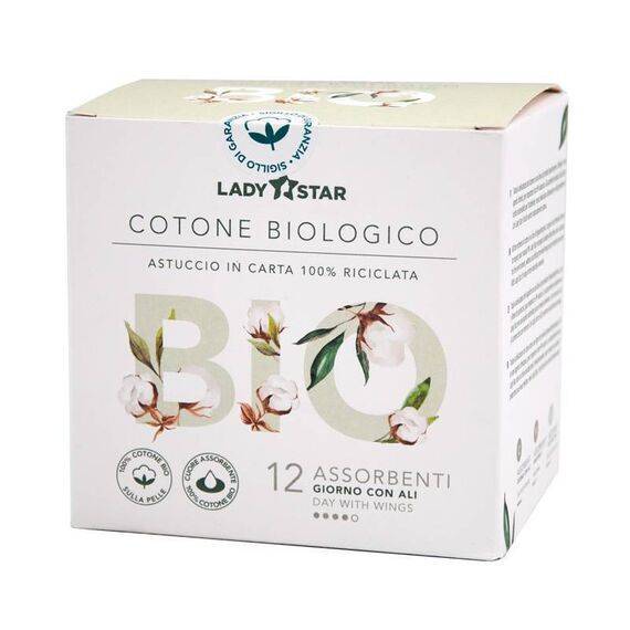 Lady Star Cotone Biologico 12 Assorbenti Giorno con Ali | Acquista Online su Farmaclick