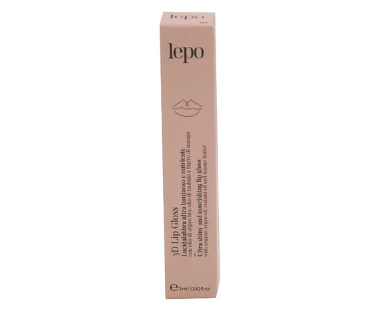 Lepo 3D Lip Gloss Lucidalabbra ultra luminoso e nutriente con olio di argan bio, olio di tsubaki e burro di mango 3 ml n.04