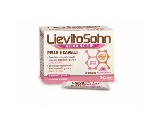 Lievitosohn Advanced Nahrungsergänzungsmittel für Haut und Haare 30 Beutel Pfirsichgeschmack