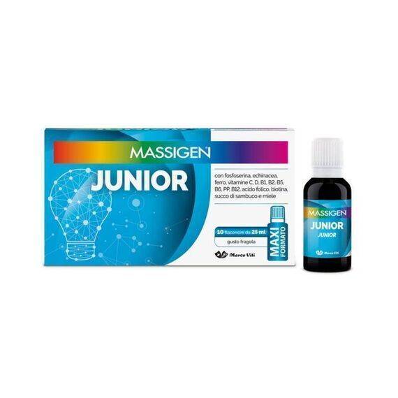 Massigen Junior Integratore Alimentare Tonico 10 Flaconcini Gusto Fragola | Acquista Online su Farmaclick