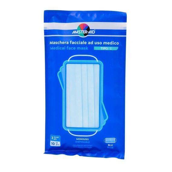 Master-aid Mascherine Chirurgiche per Adulti 10 Pezzi Colore Blu | Acquista Online su Farmaclick