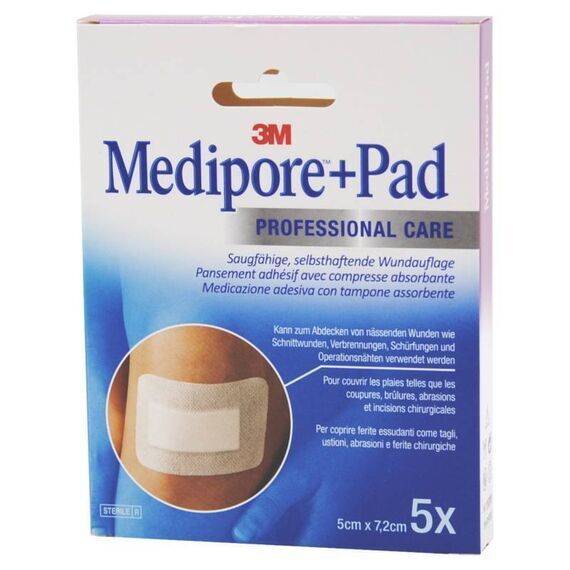 Medipore + Pad Professional Care Medicazione Adesiva con Tampone Assorbente 5 Cerotti 5 Cm X 7,2 Cm | Acquista Online su Farmaclick