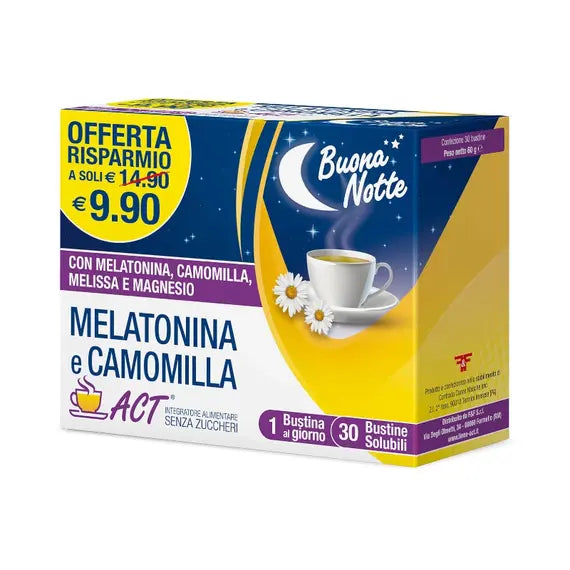 Melatonina e Camomilla Act 30 Bustine | Acquista Online su Farmaclick