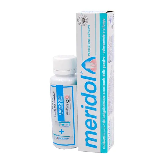 Meridol Dentifricio Protezione Gengive 75 Ml + Collutorio in Omaggio | Acquista Online su Farmaclick
