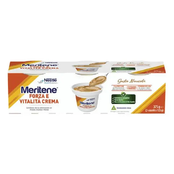 Meritene Forza e Vitalitã Creme Supplemento Nutrizionale Multivitaminico e Iperproteico Gusto Nocciola 3 Coppette | Acquista Online su Farmaclick