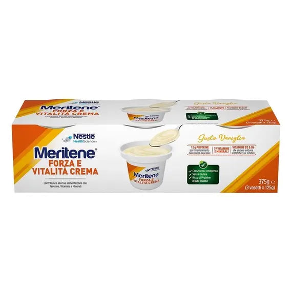 Meritene Forza e Vitalitã Creme Supplemento Nutrizionale Multivitaminico e Iperproteico Gusto Vaniglia 3 Coppette | Acquista Online su Farmaclick