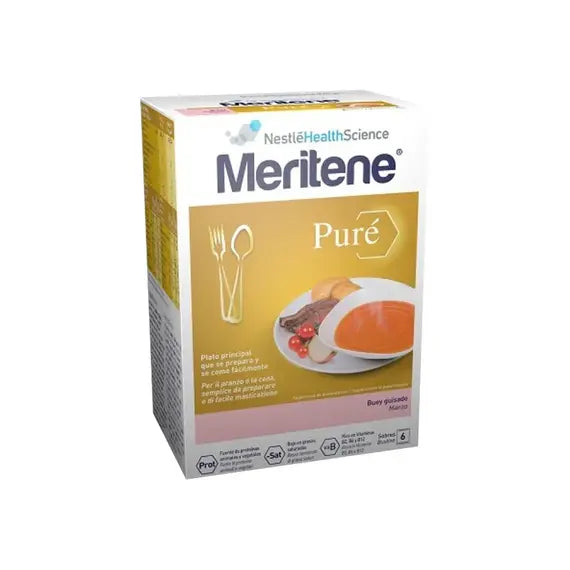 Meritene Purã© Supplemento Nutrizionale Multivitaminico e Iperproteico Gusto Manzo 6 Bustine | Acquista Online su Farmaclick