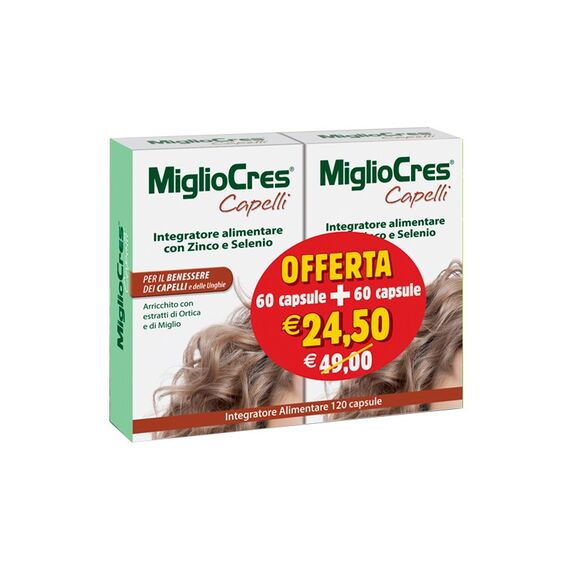 Migliocres Integratore Capelli Ed Unghie Donna 60 + 60 Capsule Molli | Acquista Online su Farmaclick