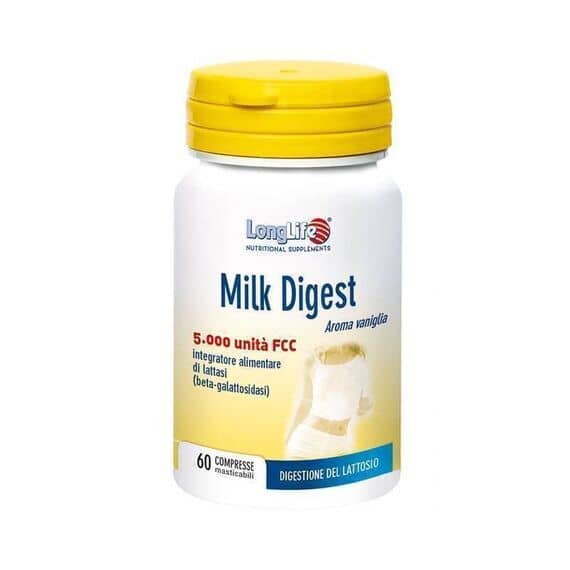 Long Life Milk Digest Integratore per la Digestione del Lattosio 60 Compresse Masticabili Aroma Vaniglia | Acquista Online su Farmaclick