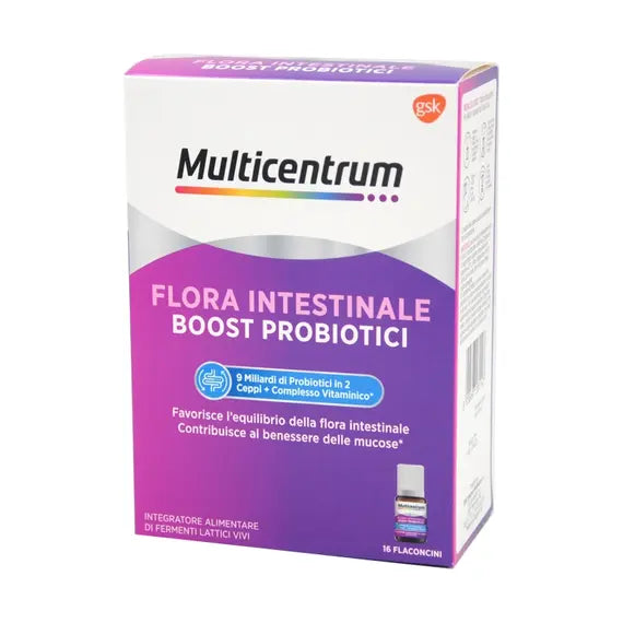 Multicentrum Flora Intestinale Boost Probiotici Integratore Alimentare di Fermenti Lattici Vivi 16 Flaconcini | Acquista Online su Farmaclick