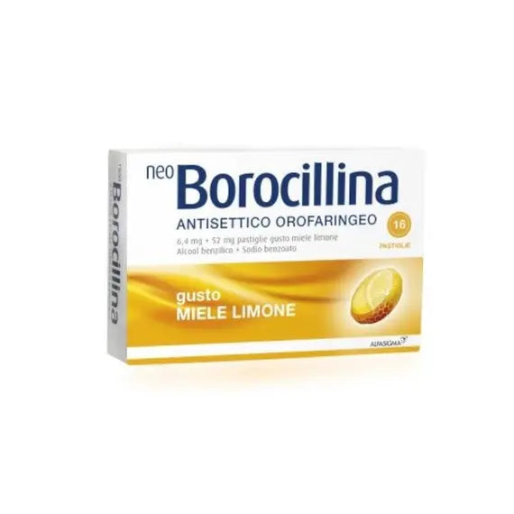 Neoborocillina Antisettico Orofaringeo 6.4 Mg + 52 Mg Miele e Limone 16 Pastiglie | Acquista Online su Farmaclick