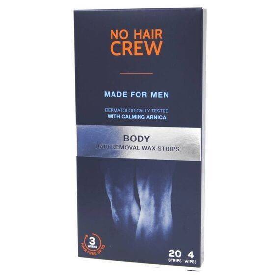 No Hair Crew Strisce Depilatorie per Uomo 20 Strisce + 4 Salviette Detergenti | Acquista Online su Farmaclick