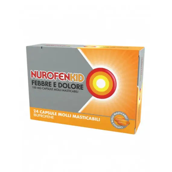 Nurofenkid Febbre e Dolore 100 Mg 24 Capsule Molli Masticabili | Acquista Online su Farmaclick