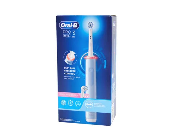 Oral-B Pro 3 Blu Sensitive Clean Spazzolino Elettrico + 2 Testine Di Ricambio