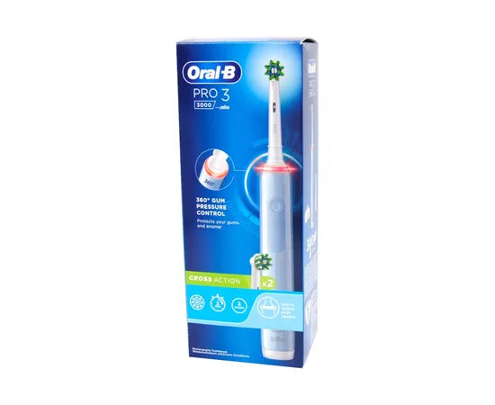 Oral-B Pro 3 3000 Blu Cross Action Spazzolino Elettrico + 2 Testine Di Ricambio