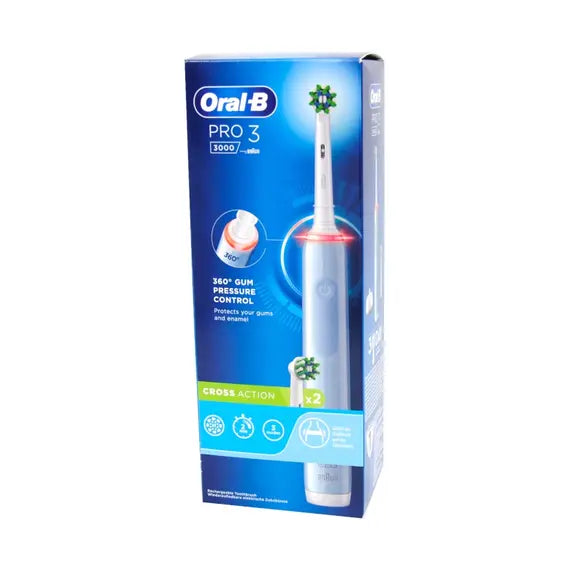 Oral-b Pro 3 3000 Blu Cross Action Spazzolino Elettrico + 2 Testine di Ricambio | Acquista Online su Farmaclick
