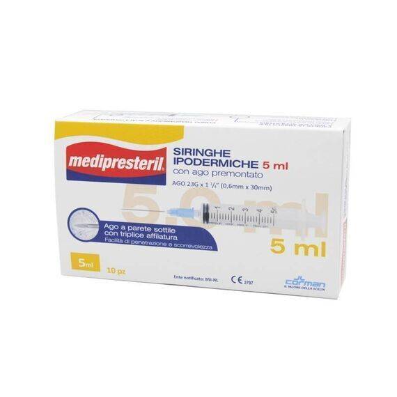 Medipresteril Siringhe Ipodermiche con Ago Premontato 10 Siringhe da 5ml | Acquista Online su Farmaclick