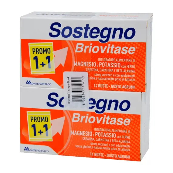 Briovitase Sostegno Promo 1 + 1 Integratore Alimentare di Magnesio e Potassio Gusto Arancia 28 Bustine | Acquista Online su Farmaclick