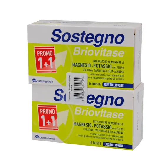 Briovitase Sostegno Promo 1 + 1 Integratore Alimentare di Magnesio e Potassio Gusto Limone 28 Bustine | Acquista Online su Farmaclick