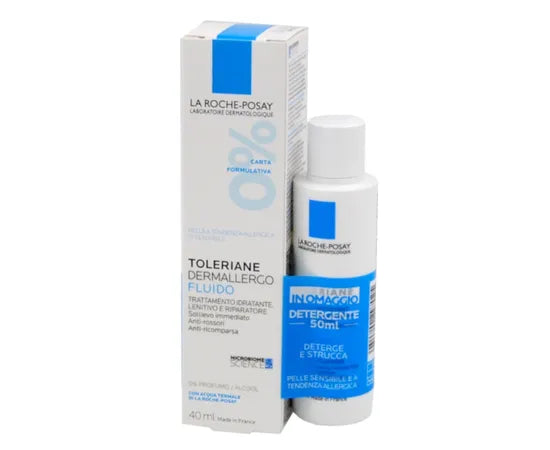 La Roche Posay Toleriane Ultra Dermallergo Fluido Idratante Lenitivo Riparatore 40 Ml + Detergente Struccante 50 Ml Omaggio