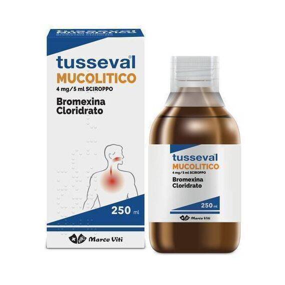 Tusseval Sciroppo Mucolitico a Base di Bromexina 4 Mg/5 Ml 250 Ml | Acquista Online su Farmaclick