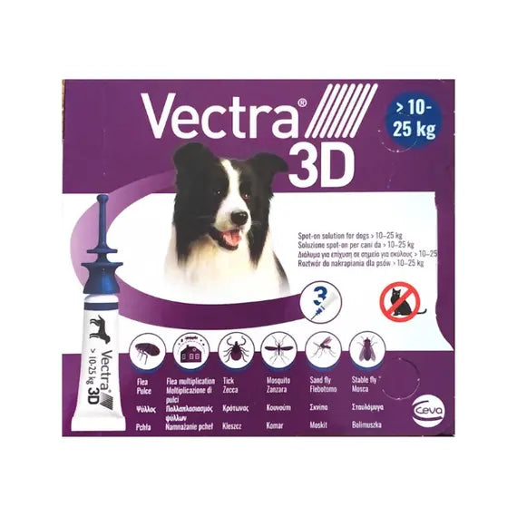 Vectra 3d Spot-on Soluz 3 Pipette 3,6 Ml 196 Mg + 17,4 Mg +1.429 Mg Cani da 10 a 25 Kg, Tappo Applicatore Blu | Acquista Online su Farmaclick