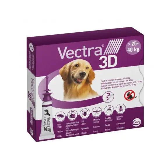 Vectra 3d*spot-on Soluz 3 Pipette 4,7 Ml 256 Mg + 22,7 Mg +1.865 Mg Cani da 25 a 40 Kg, Tappo Viola | Acquista Online su Farmaclick