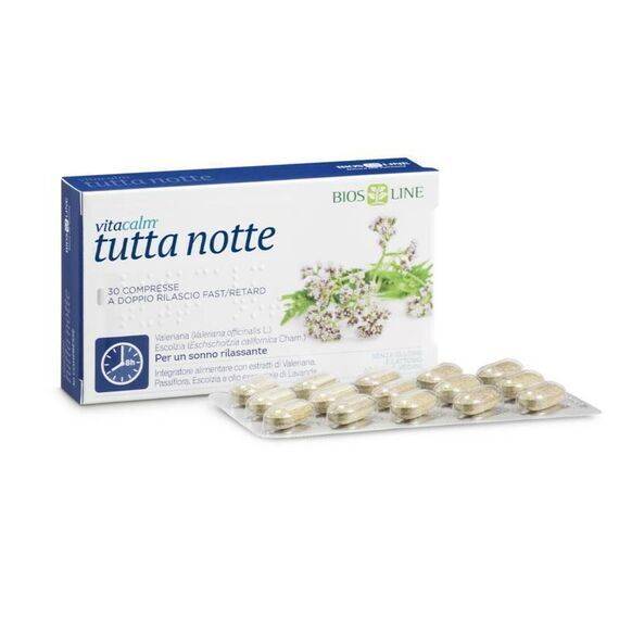 Biosline Vitacalm Tutta Notte con Melatonina Integratore per il Sonno 30 Compresse Fast Retard | Acquista Online su Farmaclick