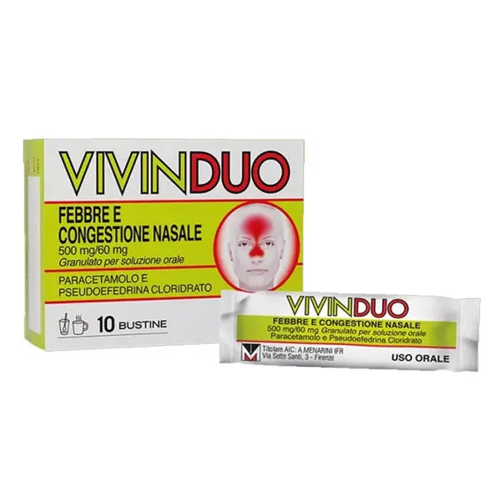 Menarini Vivinduo Febbre e Congestione Nasale 500+60 Mg 10 Bustine | Acquista Online su Farmaclick