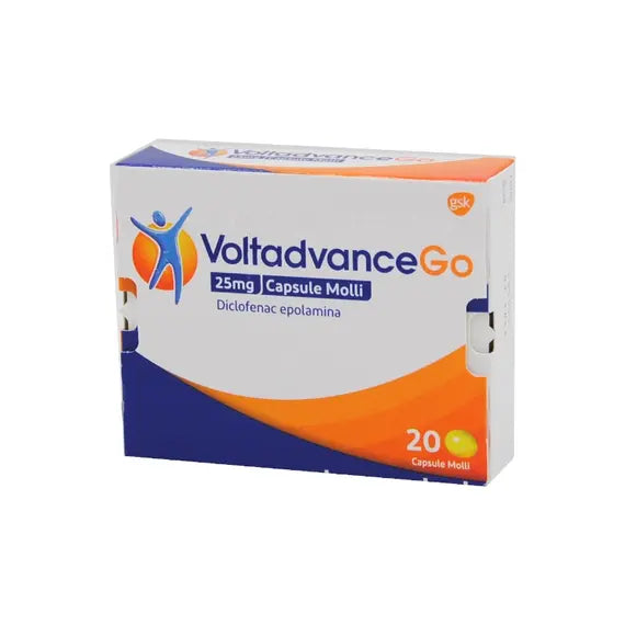 Voltadvance Go 25 Mg 20 Capsule Molli Â Diclofenac Potassico per Dolore e Infiammazione | Acquista Online su Farmaclick