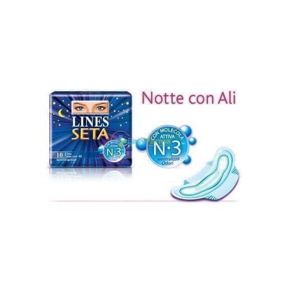 Lines Seta Ultra Notte 10 Assorbenti con Ali | Acquista Online su Farmaclick