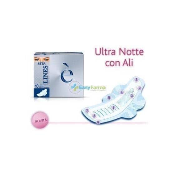 Lines Seta Ã Notte 10 Assorbenti con Ali | Acquista Online su Farmaclick
