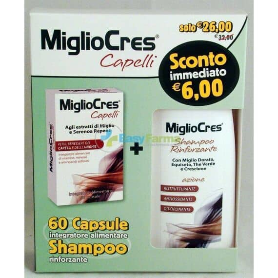 Migliocres Shampoo Rinforzante + Integratore Alimentare per il Benessere dei Capelli | Acquista Online su Farmaclick